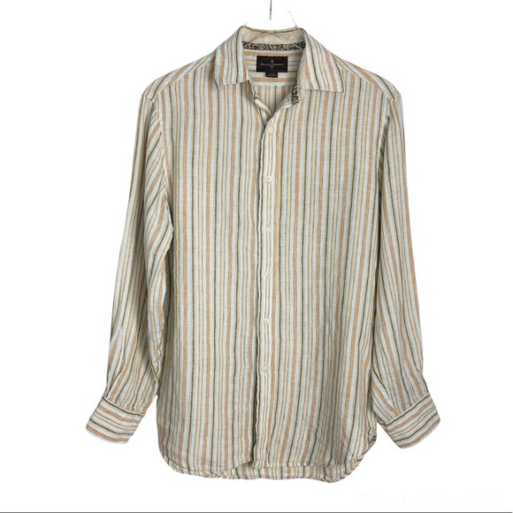 Black Brown 1826 Other - Black Brown 1826 Linen Striped Button Up Shirt Medium